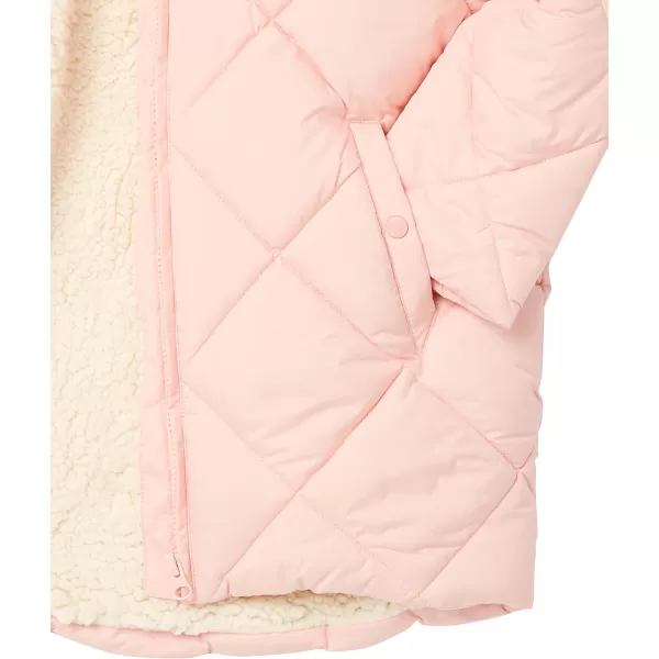 Amazon Essentials Girls and Toddlers Long Quilted Cocoon Puffer CoatLight Pink