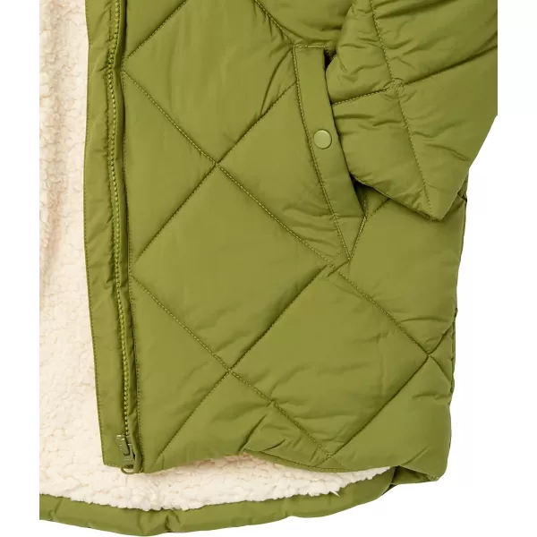 Amazon Essentials Girls and Toddlers Long Quilted Cocoon Puffer CoatOlive