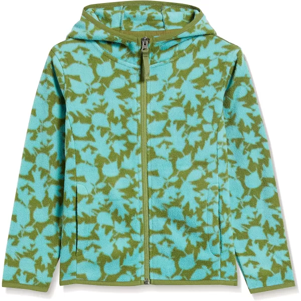 Amazon Essentials Girls and Toddlers Polar Fleece FullZip Hooded Lightweight JacketGreen Leaf Print