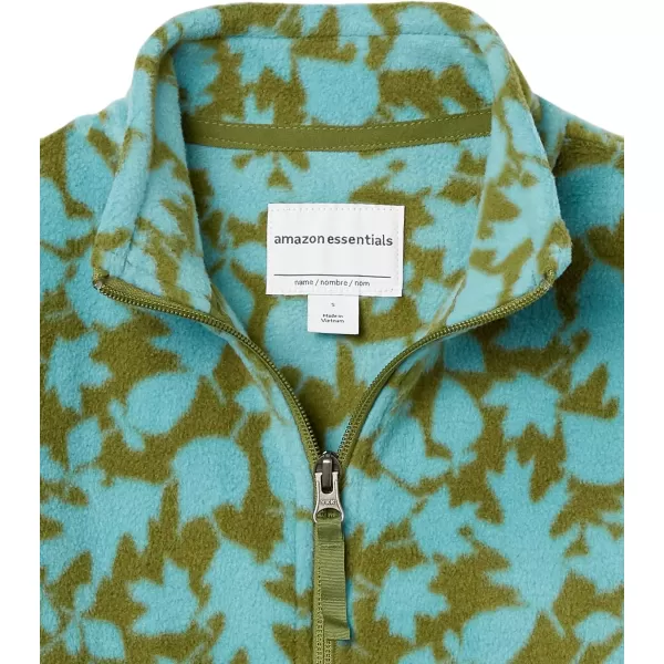 Amazon Essentials Girls and Toddlers Polar Fleece FullZip Mock JacketPolyester Green Leaf Print