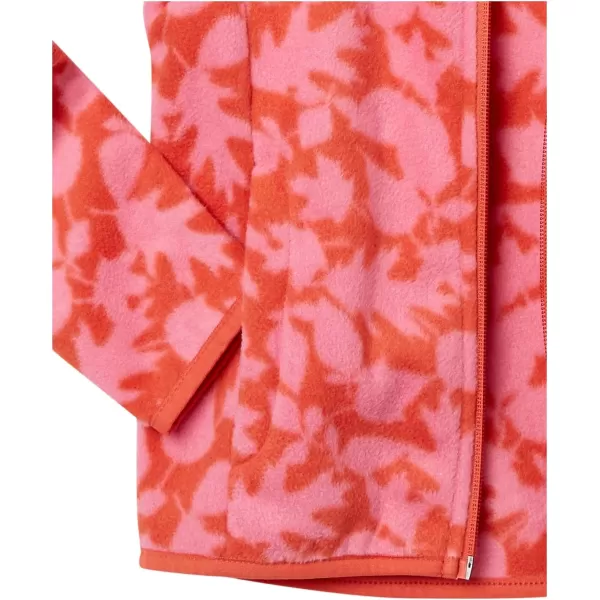 Amazon Essentials Girls and Toddlers Polar Fleece FullZip Mock JacketPolyester Orange Leaf Print