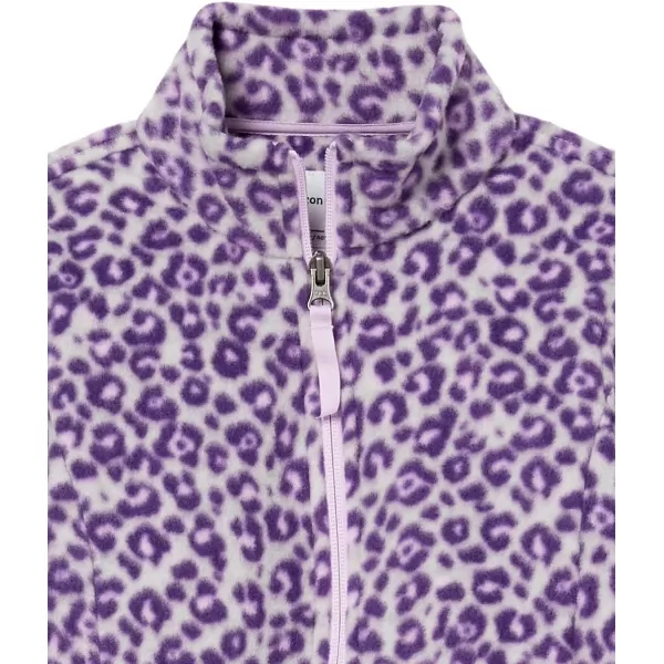 Amazon Essentials Girls and Toddlers Polar Fleece FullZip Mock JacketPolyester Purple White Leopard