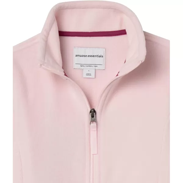 Amazon Essentials Girls and Toddlers Polar Fleece FullZip Mock JacketRecycled Polyester Light Pink