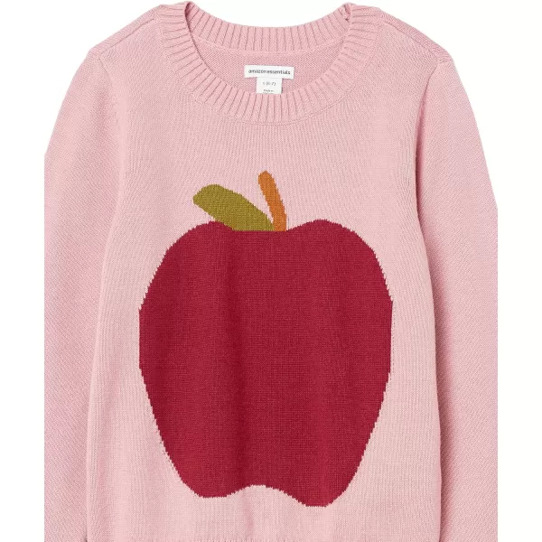 Amazon Essentials Girls and Toddlers Pullover Crewneck SweaterLight Pink Fruit