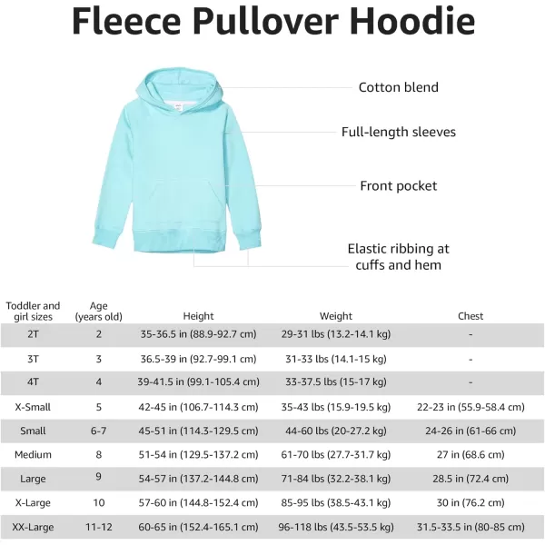 Amazon Essentials Girls and Toddlers Pullover Hoodie SweatshirtAqua Blue