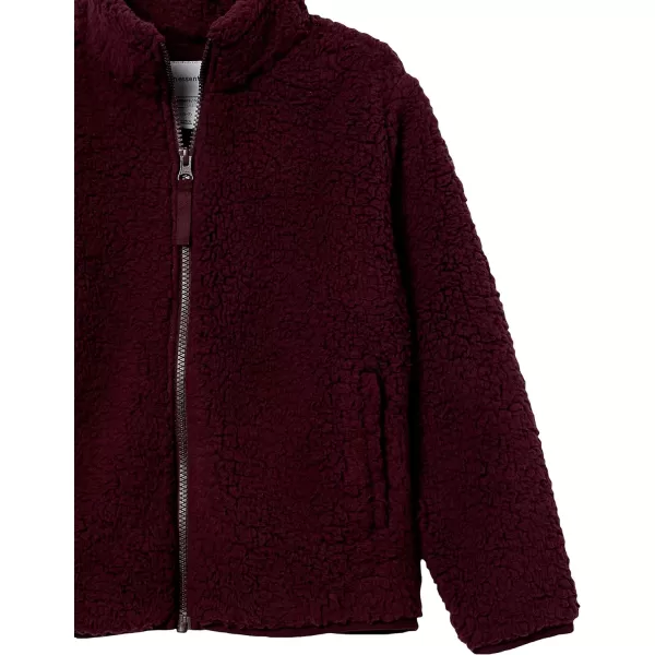 Amazon Essentials Girls and Toddlers Sherpa Fleece FullZip JacketBurgundy