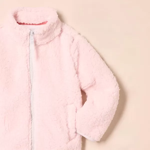 Amazon Essentials Girls and Toddlers Sherpa Fleece FullZip JacketLight Pink