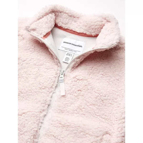 Amazon Essentials Girls and Toddlers Sherpa Fleece FullZip JacketLight Pink