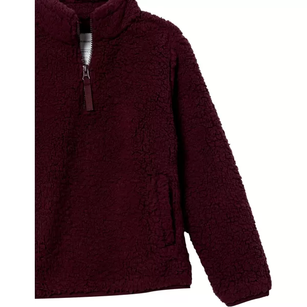 Amazon Essentials Girls and Toddlers Sherpa Fleece QuarterZip JacketBurgundy
