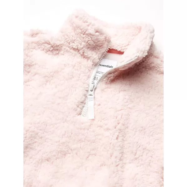 Amazon Essentials Girls and Toddlers Sherpa Fleece QuarterZip JacketLight Pink