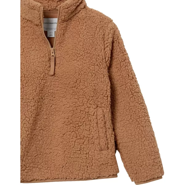 Amazon Essentials Girls and Toddlers Sherpa Fleece QuarterZip JacketTan