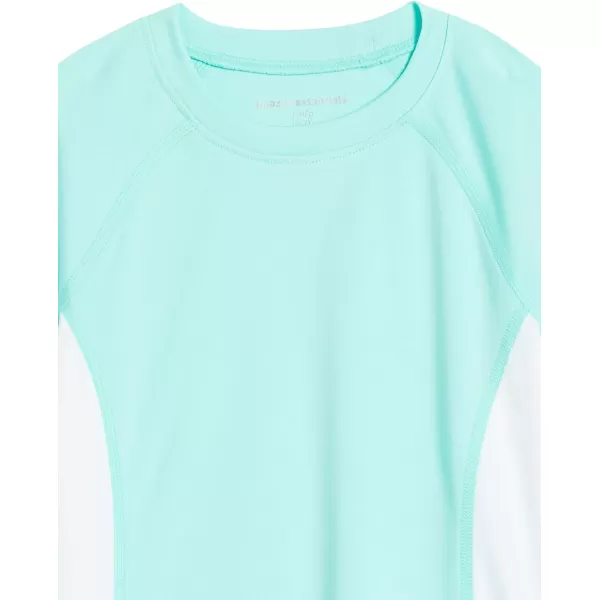 Amazon Essentials Girls and Toddlers Short Sleeve Swim Tee2 Aqua Green Tie Dye