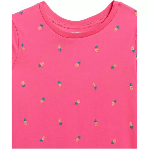 Amazon Essentials Girls and Toddlers ShortSleeve TShirt Tops Previously Spotted Zebra Multipacks3 BlueGreyPink Pineapple