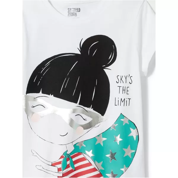 Amazon Essentials Girls and Toddlers ShortSleeve TShirt Tops Previously Spotted Zebra Multipacks4 BlackBlue StarsOrangeWhite Cool Girl