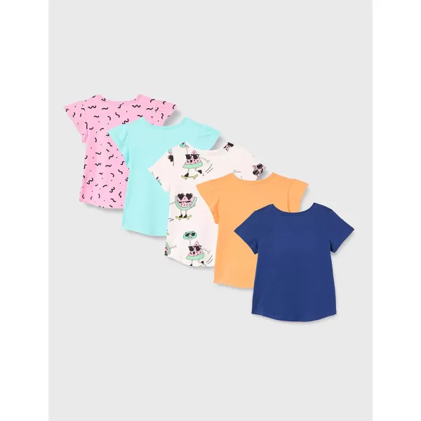 Amazon Essentials Girls and Toddlers ShortSleeve TShirt Tops Previously Spotted Zebra Multipacks4 Fun PackFruit