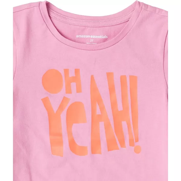 Amazon Essentials Girls and Toddlers ShortSleeve TShirt Tops Previously Spotted Zebra Multipacks5 Beige Dog PrintBurgundyOrangePink Text PrintStripe