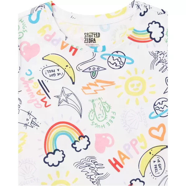 Amazon Essentials Girls and Toddlers ShortSleeve TShirt Tops Previously Spotted Zebra Multipacks5 GreenGrey DinosaurLight Blue RainbowNavyWhite Doodle