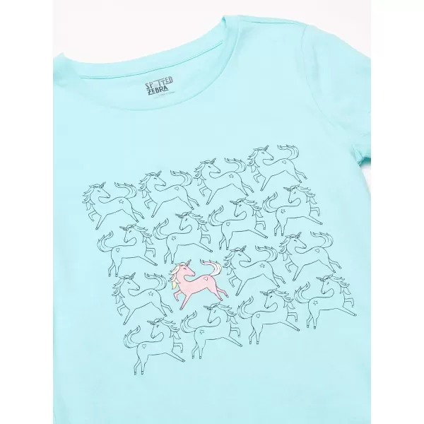 Amazon Essentials Girls and Toddlers ShortSleeve TShirt Tops Previously Spotted Zebra Multipacks5 GreyLight Blue UnicornLight Pink HeartsLilacWhite Cupcakes