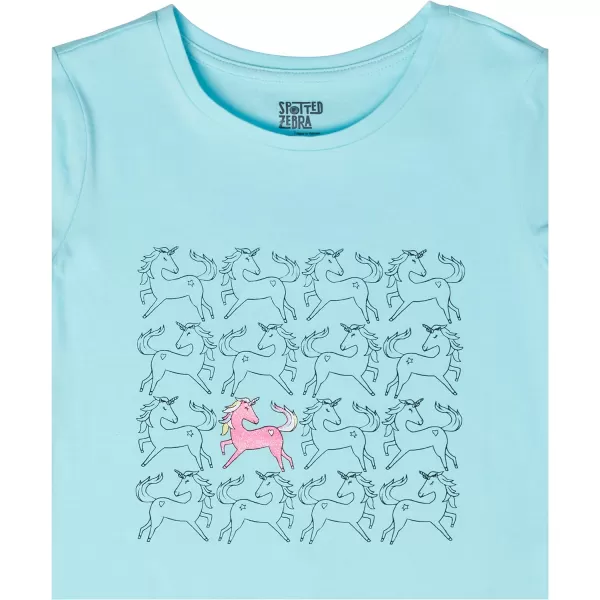 Amazon Essentials Girls and Toddlers ShortSleeve TShirt Tops Previously Spotted Zebra Multipacks5 GreyLight Blue UnicornLight Pink HeartsLilacWhite Cupcakes