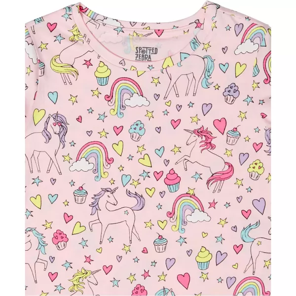 Amazon Essentials Girls and Toddlers ShortSleeve TShirt Tops Previously Spotted Zebra Multipacks5 GreyLight Blue UnicornLight Pink HeartsLilacWhite Cupcakes