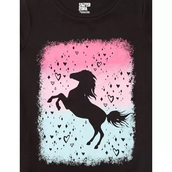 Amazon Essentials Girls and Toddlers ShortSleeve and Sleeveless Tunic Tops Previously Spotted Zebra Multipacks3 BlackGrey HorsesPink