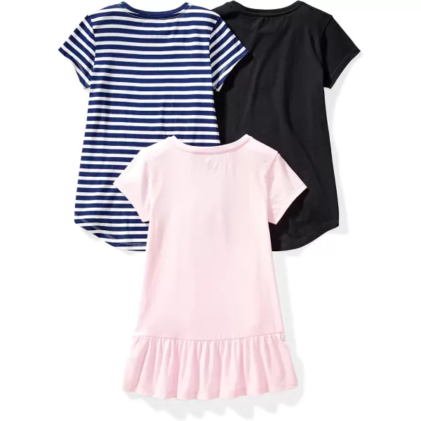 Amazon Essentials Girls and Toddlers ShortSleeve and Sleeveless Tunic Tops Previously Spotted Zebra Multipacks3 BlackLight PinkNavy Stripe