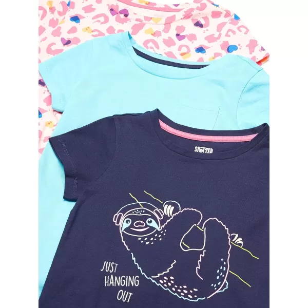 Amazon Essentials Girls and Toddlers ShortSleeve and Sleeveless Tunic Tops Previously Spotted Zebra Multipacks3 BlueLight Pink HeartsNavy Panda