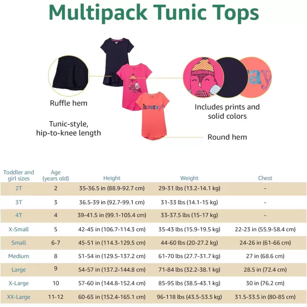 Amazon Essentials Girls and Toddlers ShortSleeve and Sleeveless Tunic Tops Previously Spotted Zebra Multipacks4 Rainbow