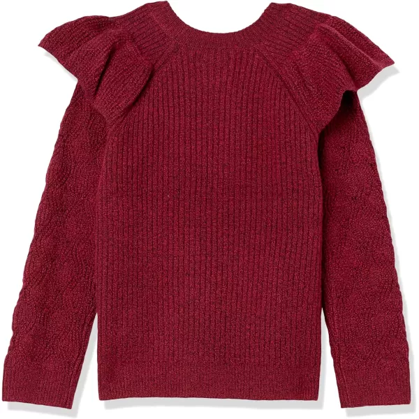 Amazon Essentials Girls and Toddlers Soft Touch Ruffle SweaterBerry