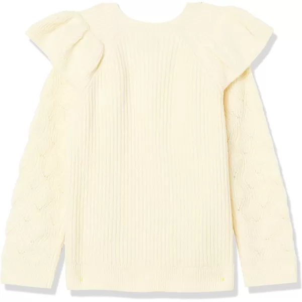 Amazon Essentials Girls and Toddlers Soft Touch Ruffle SweaterIvory