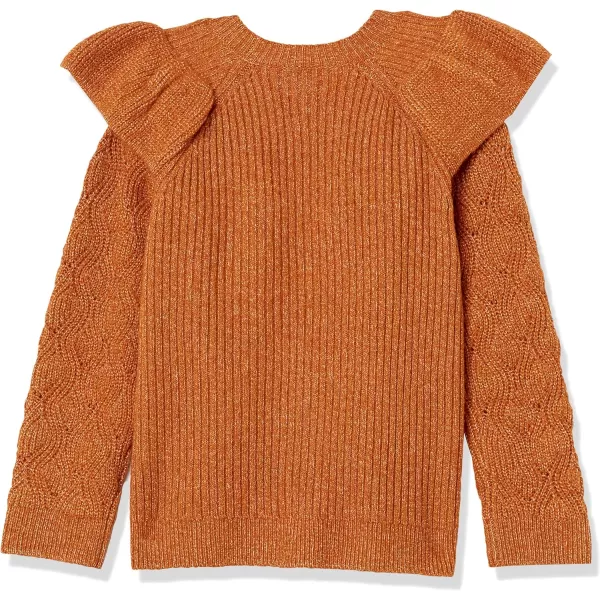 Amazon Essentials Girls and Toddlers Soft Touch Ruffle SweaterLight Brown