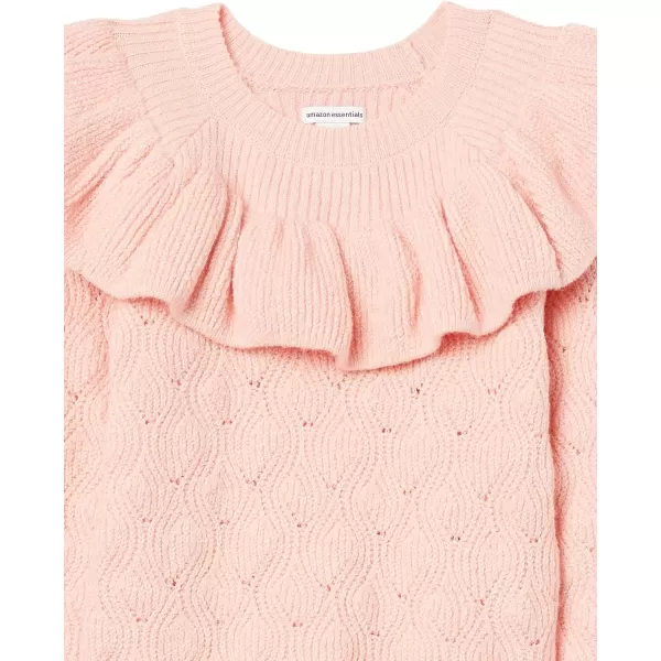 Amazon Essentials Girls and Toddlers Soft Touch Ruffle SweaterLight Pink