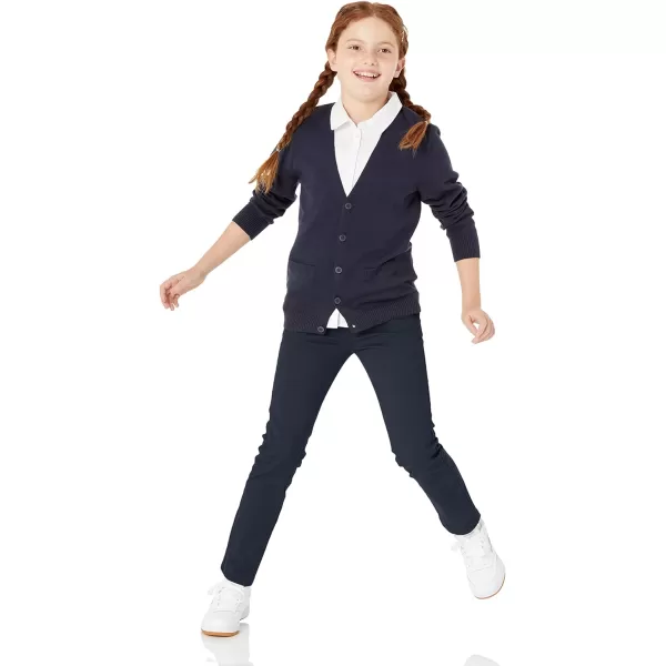 Amazon Essentials Girls and Toddlers Uniform FlatFront Chino Pants Pack of 3Navy