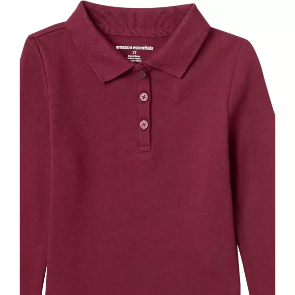 Amazon Essentials Girls and Toddlers Uniform LongSleeve Interlock Polo Shirt Multipacks5 Burgundy