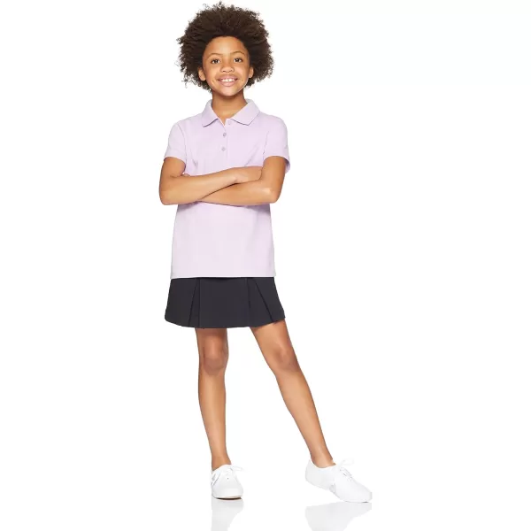 Amazon Essentials Girls and Toddlers Uniform ShortSleeve Interlock Polo Shirt Multipacks2 LilacNavy
