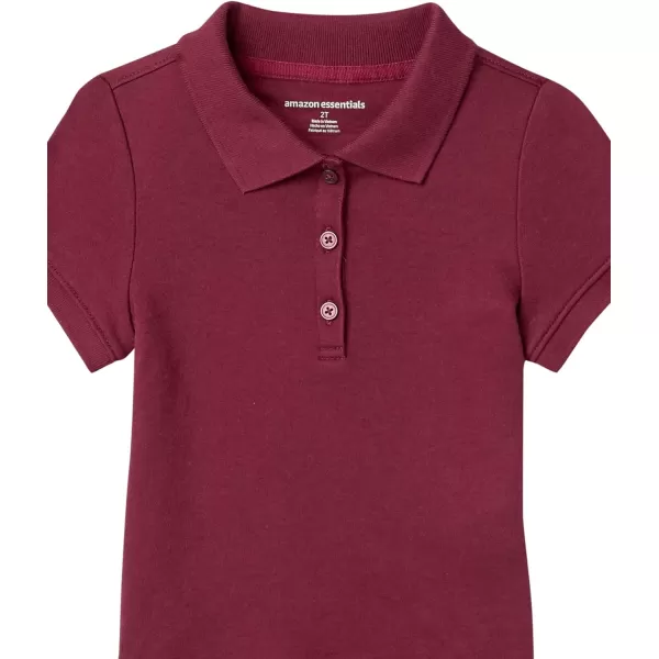 Amazon Essentials Girls and Toddlers Uniform ShortSleeve Interlock Polo Shirt Multipacks5 Burgundy