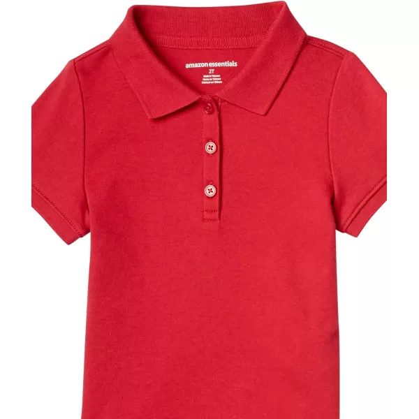 Amazon Essentials Girls and Toddlers Uniform ShortSleeve Interlock Polo Shirt Multipacks5 Red