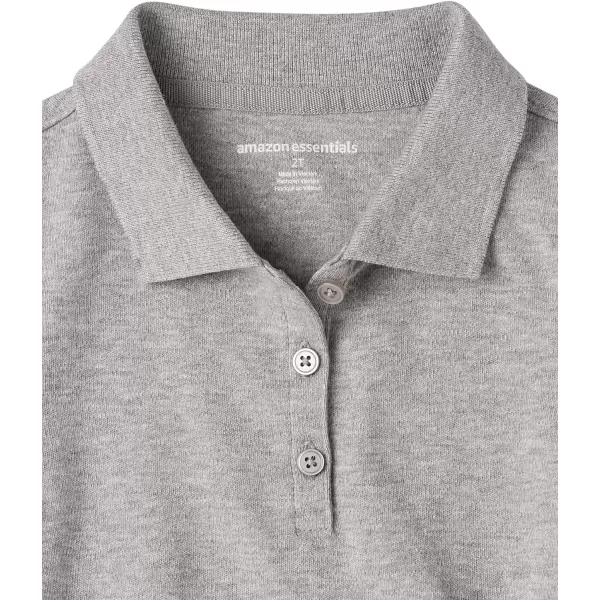 Amazon Essentials Girls and Toddlers Uniform ShortSleeve Interlock Polo Shirt Multipacks5 WhiteMedium Grey Heather