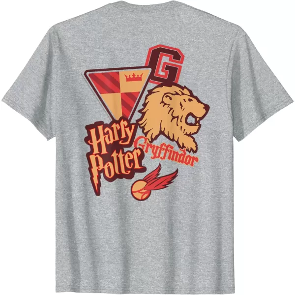 Amazon Essentials Harry Potter Front and Back Gryffindor Collegiate Collage TShirtHeather Grey