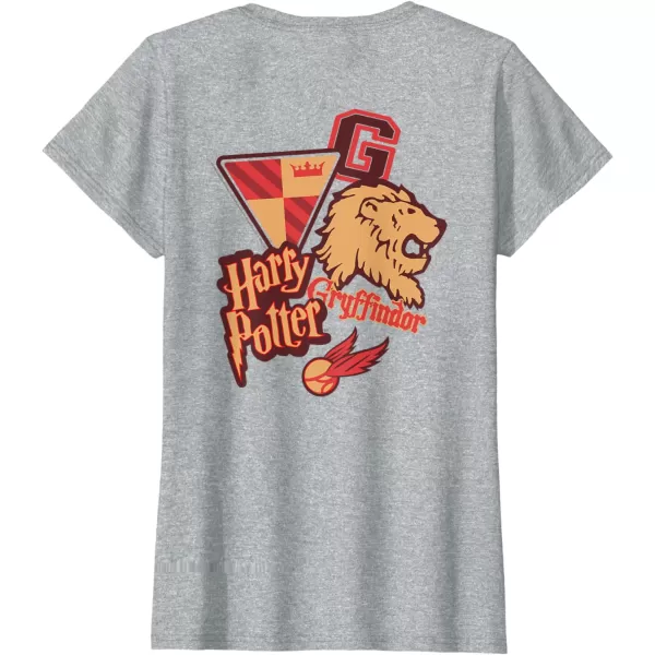 Amazon Essentials Harry Potter Front and Back Gryffindor Collegiate Collage TShirtHeather Grey