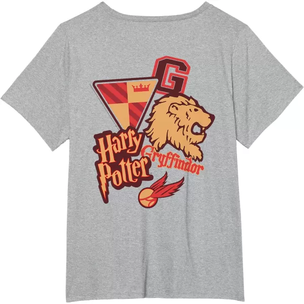 Amazon Essentials Harry Potter Front and Back Gryffindor Collegiate Collage TShirtHeather Grey