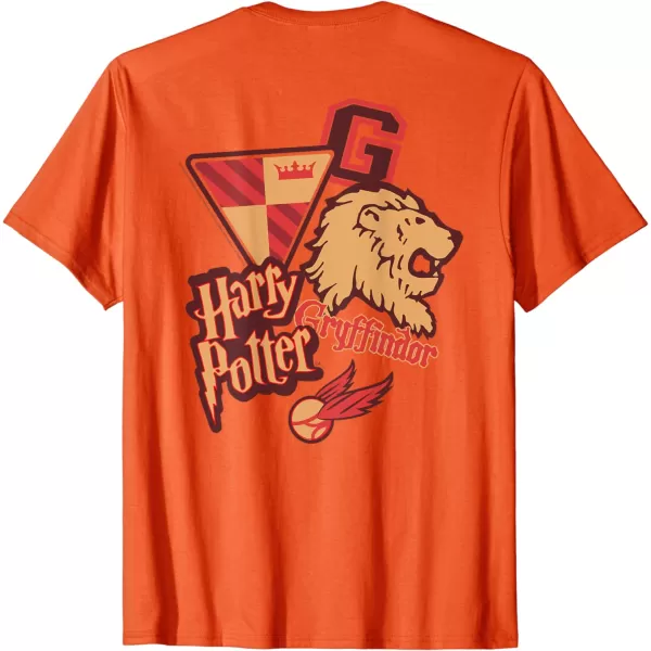 Amazon Essentials Harry Potter Front and Back Gryffindor Collegiate Collage TShirtOrange