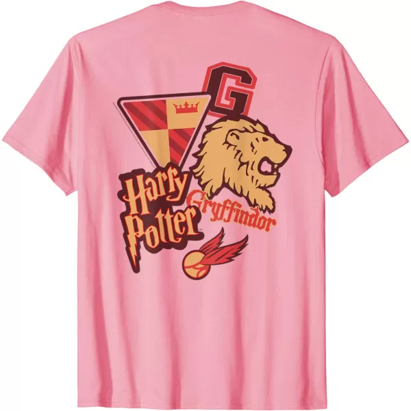 Amazon Essentials Harry Potter Front and Back Gryffindor Collegiate Collage TShirtPink