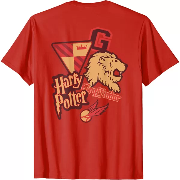 Amazon Essentials Harry Potter Front and Back Gryffindor Collegiate Collage TShirtRed