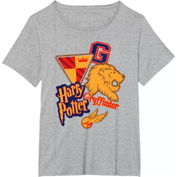 Amazon Essentials Harry Potter Gryffindor Collegiate Collage TShirtHeather Grey