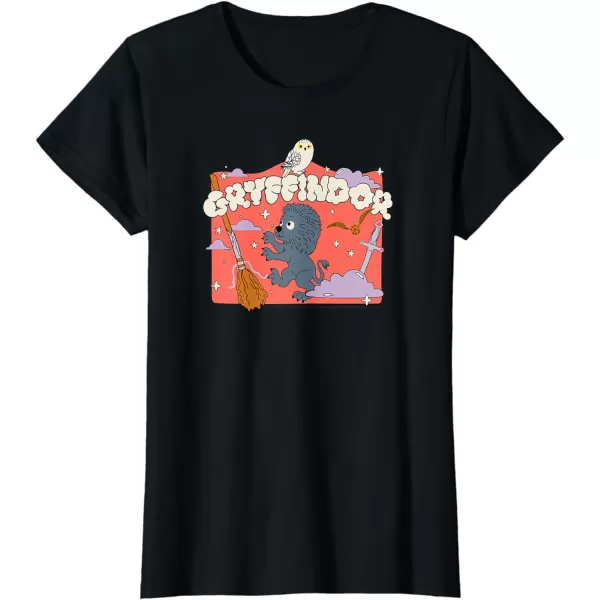 Amazon Essentials Harry Potter Hogwarts Gryffindor House Cartoon Scene TShirtBlack