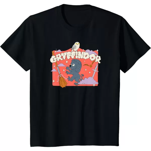 Amazon Essentials Harry Potter Hogwarts Gryffindor House Cartoon Scene TShirtBlack