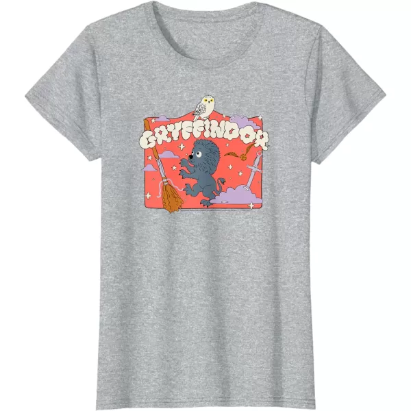 Amazon Essentials Harry Potter Hogwarts Gryffindor House Cartoon Scene TShirtHeather Grey