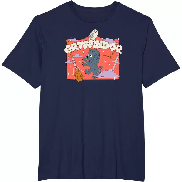 Amazon Essentials Harry Potter Hogwarts Gryffindor House Cartoon Scene TShirtNavy Blue