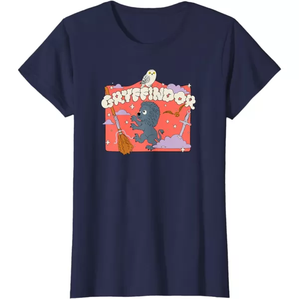 Amazon Essentials Harry Potter Hogwarts Gryffindor House Cartoon Scene TShirtNavy Blue